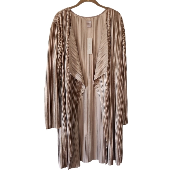 Chico's Tan Pleated Jacket - Picture 1 of 9